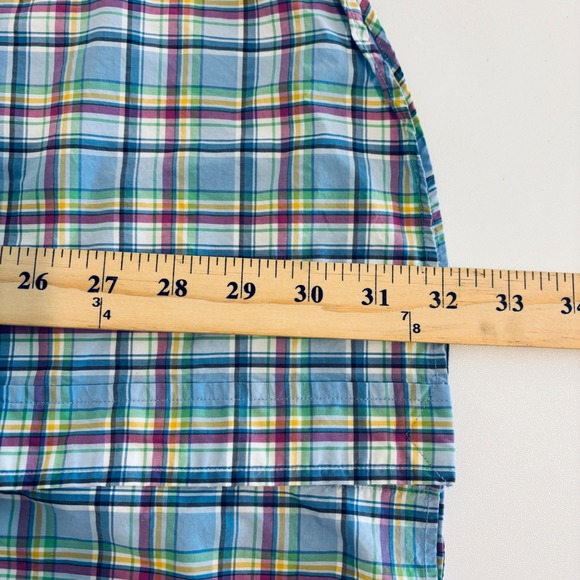 Ralph Lauren Plaid Button Down Shirt Mens Large Blue Short Sleeve Tall - Picture 8 of 9
